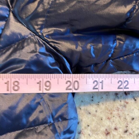 Michael Kors Womens Full Zip Faux Fur Collar Hooded Down Puffer Coat Navy Small - Picture 8 of 9